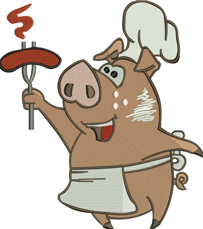 Chef Pig Embroidery Designs (3 sizes) — machine embroidery design