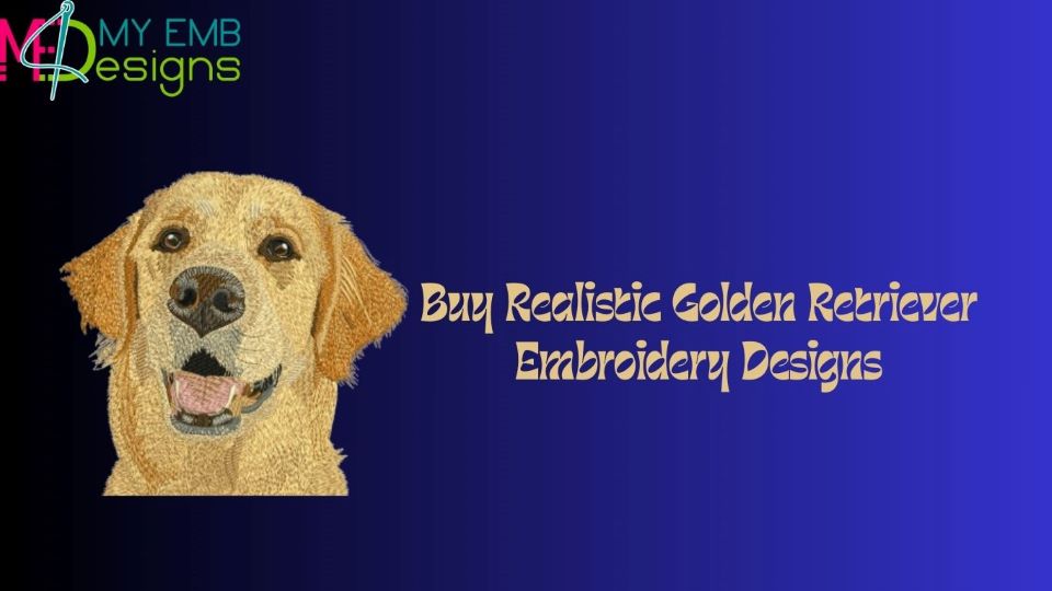 Buy Realistic Golden Retriever Embroidery Designs